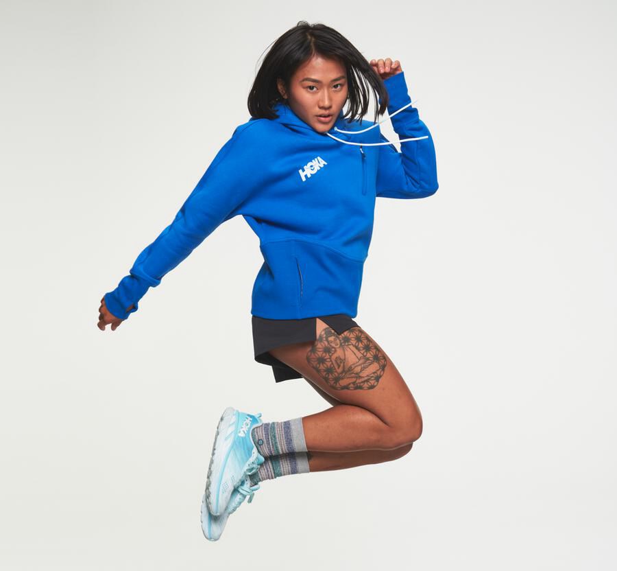 Hoka Australia One One Performance - Womens Hoodie Blue - KBGPC-7168